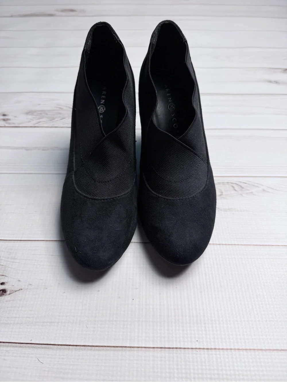 Karen Scott Black Suede Pointed High Heel Booties